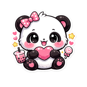 Panda Kawaii con Cuore Rosa
